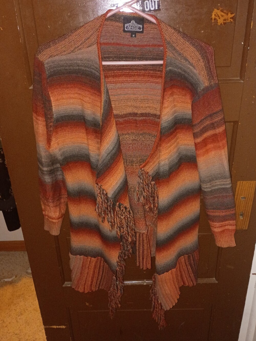 GUC ANGIE Fringe Long Sleeve Multicolor Cardigan M